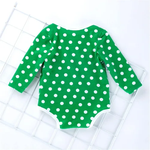 Vista 2 de Conjunto de camisa y pantalones de manga larga con estampado de lunares para niñas y adolescentes