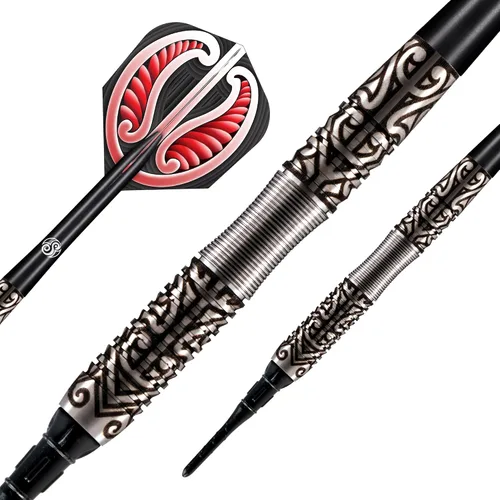 Vista 2 de Shot! Darts Warrior Hautoa - Juego de dardos profesionales de tungsteno para lanzar, punta suave, vuelos diseñados para mujeres y hombres