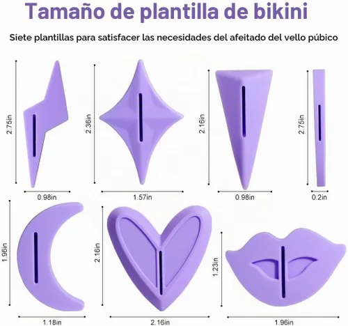 Vista 2 de Plantillas de pelo púbico para mujer, plantilla de afeitado para mujer, recortadora de pelo púbico íntimo con 7 formas, perfectas para modelar
