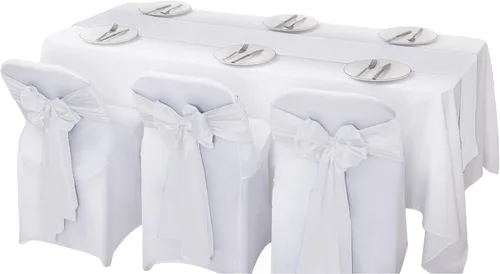 Vista 2 de Cupuamon Camino de mesa de satén, 1 paquete de 12 x 108 pulgadas para fiestas, bodas, mesas redondas rectangulares para sillas (negro, 1 unidad)