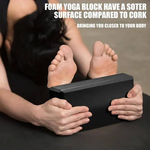 Vista 6 de 2 bloques de yoga, bloques de espuma de 9 x 6 x 3 pulgadas, accesorios de yoga para pilates, estiramiento y meditación, bloques de ejercicio ligeros