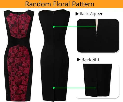 Vista 6 de VFSHOW Vestido ajustado con cremallera para mujer, para trabajo, negocios, oficina, cóctel, fiesta, vestido ajustado