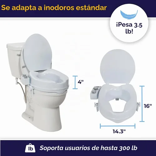 Vista 4 de Drive Medical PreserveTech Asiento de Inodoro Elevado con Bidet (Agua Ambiente) Elevación de Asiento de Inodoro, Asientos de Inodoro Elevados