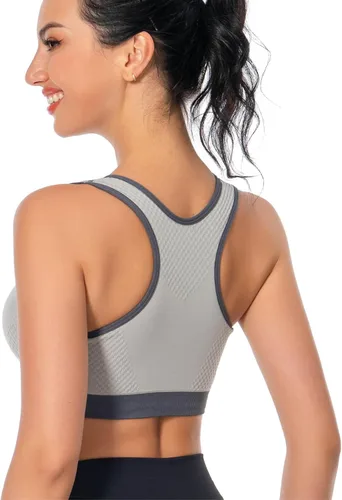 Vista 4 de DEVECCO Racerback Sports Bras for Women Medium Support Wireless Padded Full Coverage Workout Bra 4 Pack
