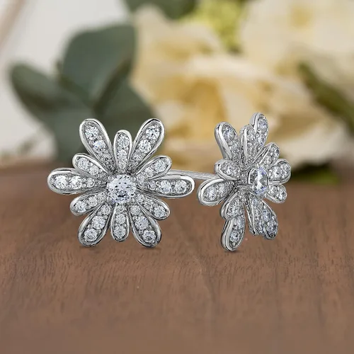 Vista 3 de Natalia Drake Lindos aretes de diamantes de 1 Cttw para mujer en plata esterlina 925 chapada en rodio, Metal precioso., Diamante