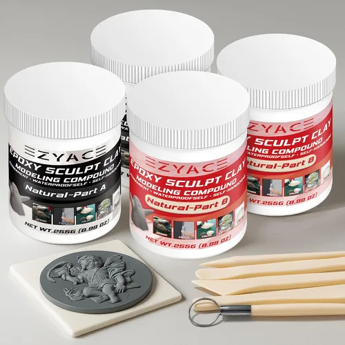 Vista 10 de Arcilla Epoxy, Arcilla Esculpida Mágica Epoxy, Compuesto de Modelado de 2 Partes (A & B) de Arcillas Esculpidas Mágicas Epoxy para Esculpir, Natural
