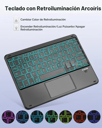 Vista 5 de EAMPANG Funda con purpurina y teclado trackpad para Samsung Galaxy Tab A11 Plus/A9 Plus de 11 pulgadas, Smart Touchpad 7 colores retroiluminados