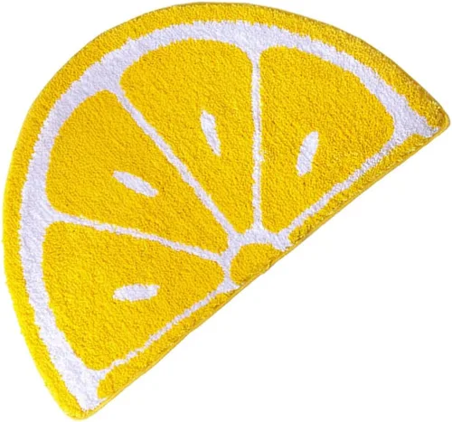 Vista 10 de VOSAREA Alfombra en forma de fruta, alfombra semicircular para puerta, alfombra de baño de felpa antideslizante, absorbente, alfombra gruesa