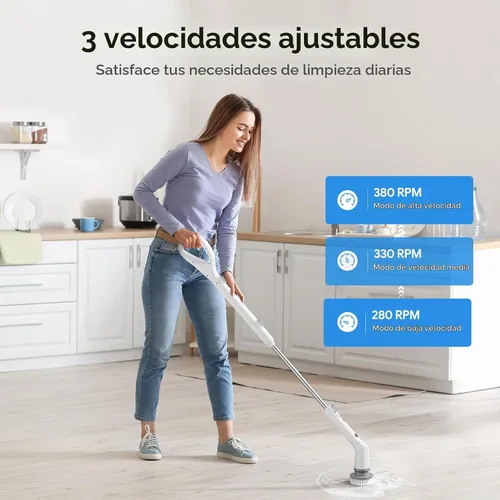 Vista 3 de [Usado] Sorpci Cepillo eléctrico giratorio 2025, nuevo cepillo de limpieza inalámbrico, cepillo de limpieza de ducha con 7 cabezales de cepillo