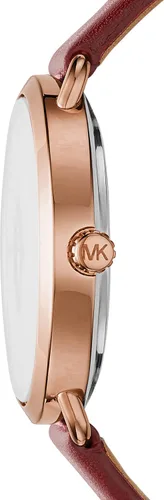Vista 2 de Michael Kors Reloj de cuarzo de acero inoxidable para mujer con correa de piel de becerro
