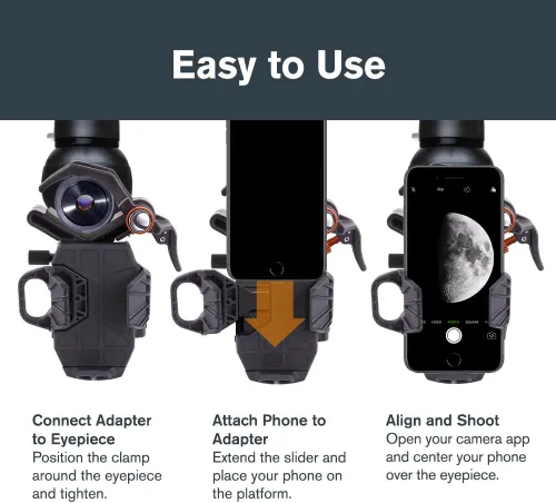 Vista 3 de Celestron – NexYZ – Adaptador universal para smartphone para telescopio, binoculares y miras de detección – Alineación de precisión de 3 ejes