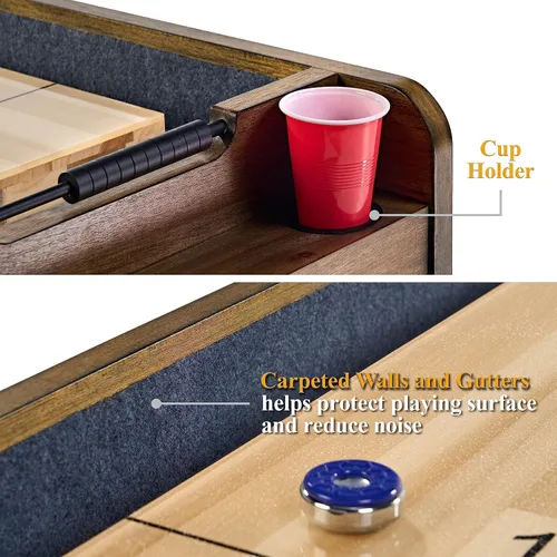 Vista 5 de Barrington 12 Ft. Shuffleboard Table, Solid Wood, Storage Cabinets