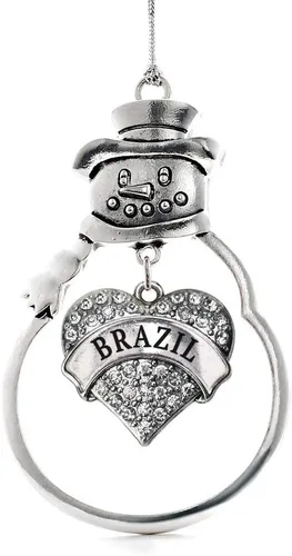 Vista 43 de Colgante de plata con diseño de Detroit con forma de corazón y muñeco de nieve con circonitas cúbicas