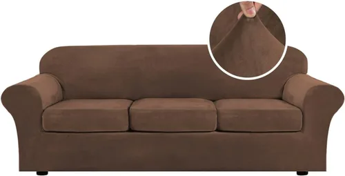 Vista 47 de H.VERSAILTEX - Funda elástica para sofá de 2 piezas, funda protectora de terciopelo, suave, con parte inferior elástica, con un ancho de hasta 49