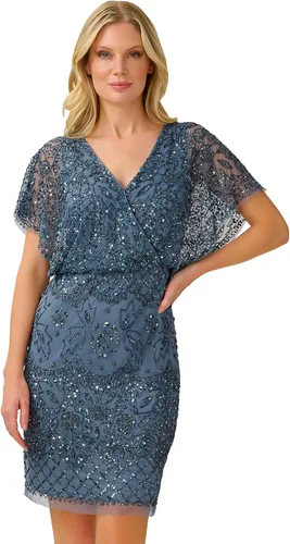 Vista 3 de Adrianna Papell Vestido de malla con cuentas para mujer