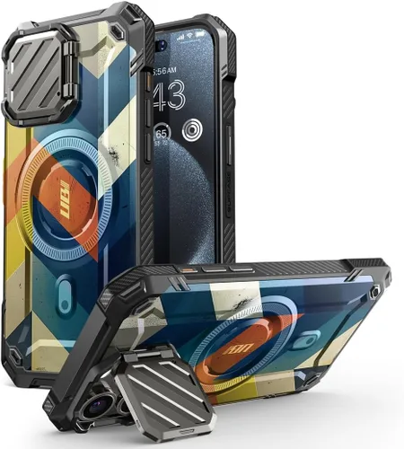 Vista 10 de SUPCASE para iPhone 15 Pro Max Funda con cubierta para cámara y soporte (UBMag XT) [Compatible con MagSafe] [Soporte incorporado]