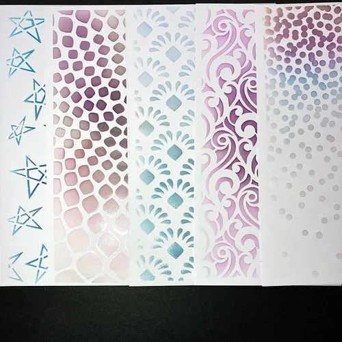 Vista 3 de Alinacutle 10 plantillas de plástico reutilizables, plantillas de pintura, plantillas de dibujo artístico para álbumes de recortes, galletas