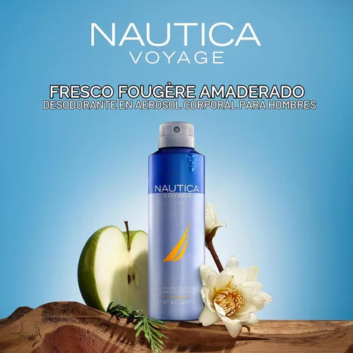Vista 4 de Nautica Voyage Deo Spray corporal de 6 onzas líquidas (paquete de 1), notas de manzana, madera de cedro, mimosa, fragancia para hombre, fragancia