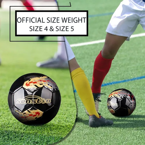 Vista 2 de Senston Balón de fútbol talla 3 y talla 4 y talla 5 para niños y adultos, balón de fútbol oficial para partidos y entrenamiento con bomba