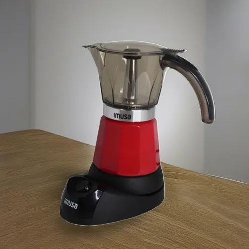 Vista 6 de IMUSA Cafetera eléctrica para café expreso de 6 o 3 tazas, color rojo