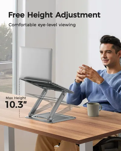 Vista 2 de LORYERGO Soporte ajustable para laptop portátil, para laptops de 17.3 pulgadas, soporta hasta 17.6 libras, postura ergonómica y disipación de calor