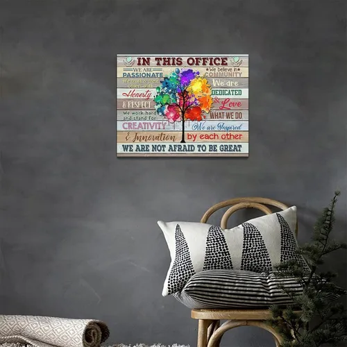 Vista 2 de At In This Office - Arte de pared inspirador para oficina, citas motivacionales, imágenes, lienzo, arte de pared con texto en inglés, We Are A Team
