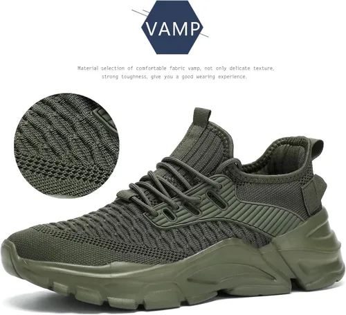 Vista 4 de Zapatos deportivos para caminar para hombre, ligeros, transpirables, informales, suela suave, cómodos, para el trabajo, gimnasio, entrenamiento