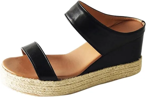Vista 6 de NOLDARES Sandalias para mujer, alpargatas con soporte de arco de pajilla, sandalias de cuña de moda casuales