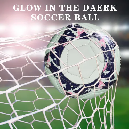 Vista 4 de Balón de fútbol que brilla en la oscuridad tamaño 5, pelota de fútbol iluminada para juegos de día y noche, regalos de entrenamiento para interiores