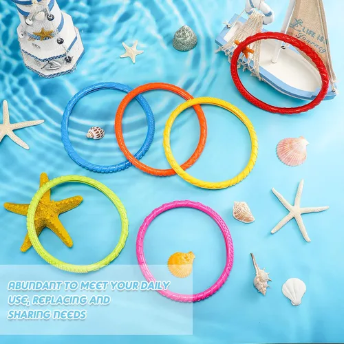 Vista 6 de Lewtemi 30 anillos de buceo de arco iris para piscina, juguete de buceo para niños, fácil de encontrar y agarrar, adecuado para niños y adultos, 6