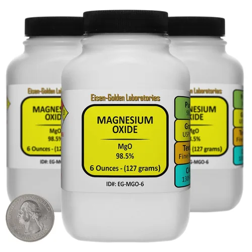 Vista 7 de Óxido de magnesio [MgO] 98.5% USP polvo de grado alimenticio 3 onzas en una botella
