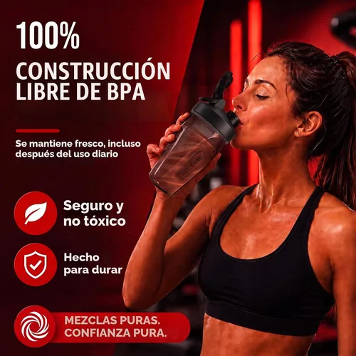 Vista 7 de Vortex - Botella mezcladora de proteínas de 24 onzas / 700ml, taza agitadora prémium sin BPA para batidos y batidos de proteínas, a prueba de fugas
