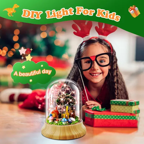 Vista 6 de Crea tu propia luz nocturna, kits de bricolaje de dinosaurio para niñas, luces nocturnas mágicas creativas USB Edición de mejora, juguetes