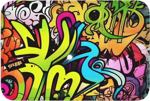 Vista 8 de Tapete con estampado de grafiti, tapete antideslizante y lavable para interiores y exteriores, tapete de bienvenida absorbente para cocina