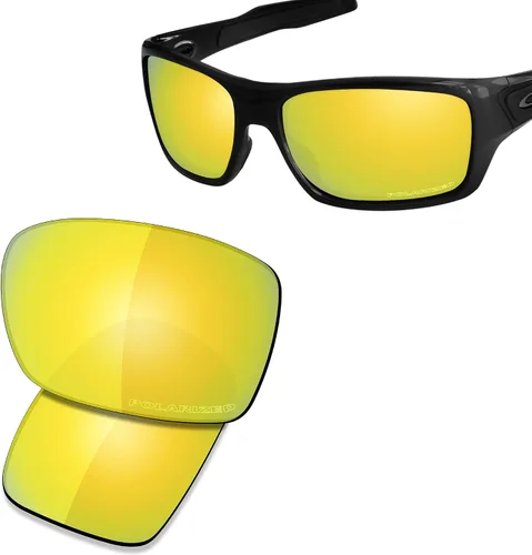 Vista 2 de SAUCER Lentes de repuesto prémium para gafas de sol Oakley Turbine OO9263 polarizado oro de 24 quilates