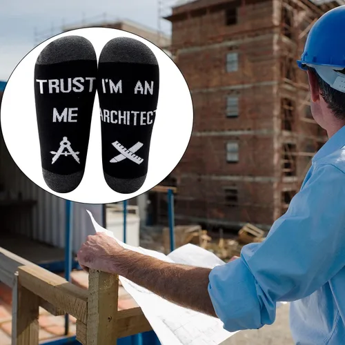 Vista 6 de MBMSO Regalos divertidos de arquitecto 2 pares de calcetines Trust Me I'm an Architect