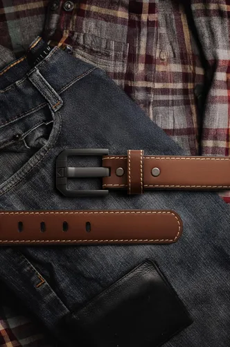 Vista 8 de Cinturón de cuero para pistola para hombre, cinturón resistente de 1.5 pulgadas para trabajo CCW