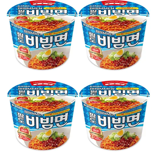 Vista 3 de Paldo Fun & Yum Bibimmen - Fideos fríos instantáneos, ramen frío sin caldo con salsa de condimento dulce y picante, el mejor Ramyun coreano