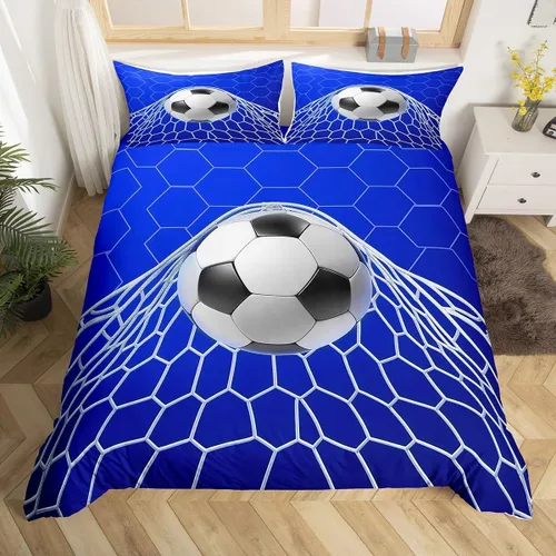 Vista 35 de Erosebridal Hockey Twin Duvet Cover for Boys,Blue and Black Sports Bedding Sets for Kids Teen,Ball Games Gamer Bed Set,Ice Hockey Field Quilt Cover