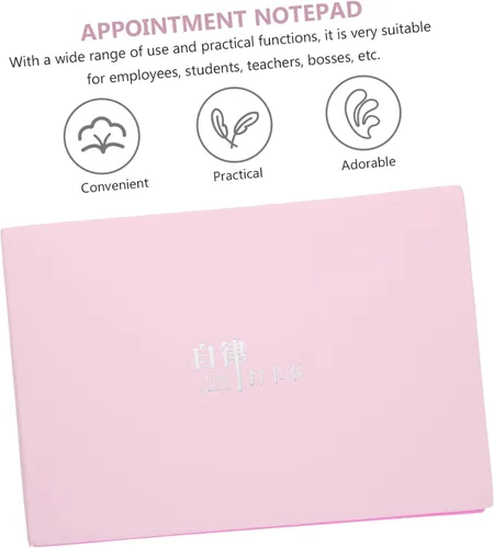 Vista 8 de NUOBESTY Planificador Bloc de notas para programar material de papel antiadherente pequeño portátil ideal para oficina Rosado