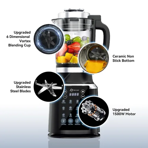 Vista 6 de Slushie Machine - Máquina de bebidas congeladas de 85 onzas con 6 programas preestablecidos + licuadoras de vidrio para cocina con licuadora