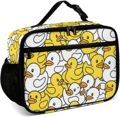 Vista 23 de Lonchera reutilizable con diseño a cuadros y negro y blanco con aislamiento, bolsa de almuerzo para comida y comida, bolsa de mano para mujeres