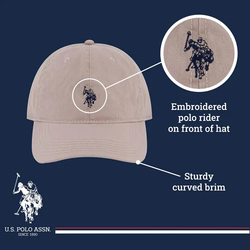 Vista 4 de U.S. Polo Assn. Small Polo Pony Logo Baseball Hat, 100% Cotton, Adjustable Cap