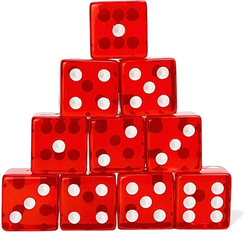 Vista 10 de Luck Lab Paquete de 10 dados de 19 mm - Dados D6 acrílicos y translúcidos, cuadrados con bordes redondeados para casino, craps, juegos de mesa RPG