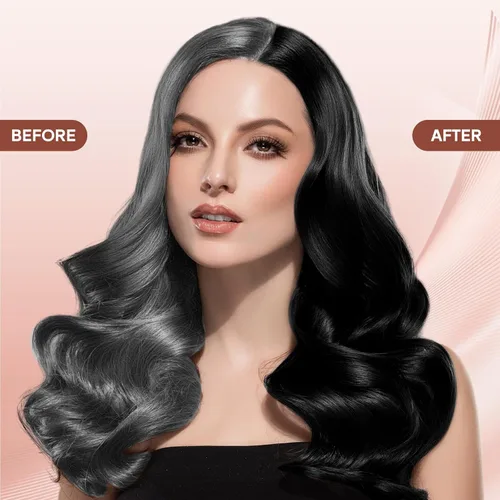 Vista 4 de Champú de tinte para cabello negro para cabello gris para mujeres, champú de color para el cabello para cobertura de canas, ingredientes herbales