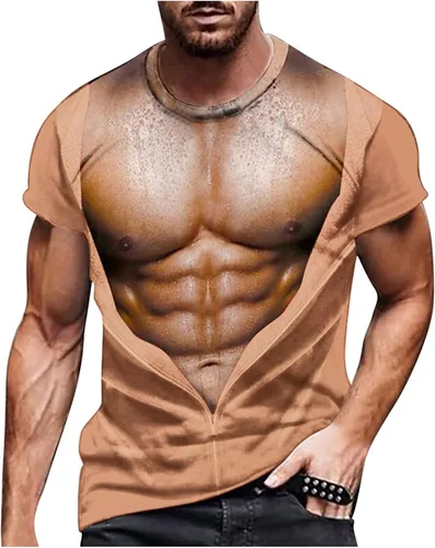 Vista 13 de Camisetas gráficas para hombre, grandes y altas, de manga corta, con estampado muscular, cuello redondo, casual, holgadas, para verano