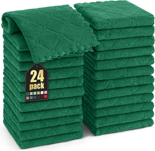 Vista 40 de Homaxy - Paquete de 12 trapos de cocina (13 x 19 pulgadas, marrón), de terciopelo coral supersuaves y absorbentes para lavar platos, paño