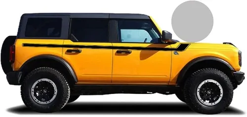Vista 8 de Calcomanía de rayas de hockey retro (negro brillante, vinilo), compatible con Ford Bronco 2020-2024, 4 puertas, material impermeable