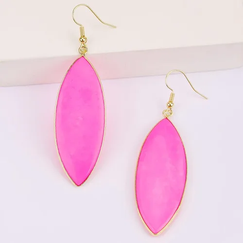 Vista 4 de Aretes colgantes de piedra de cristal natural con forma de marquesa para mujeres y niñas