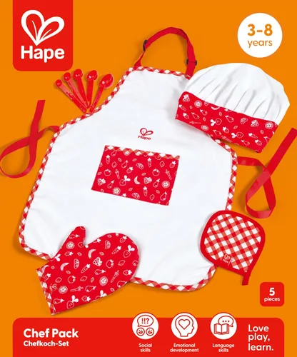 Vista 4 de Hape Chef Pack Juego de disfraz de chef con accesorios de cocina para niños